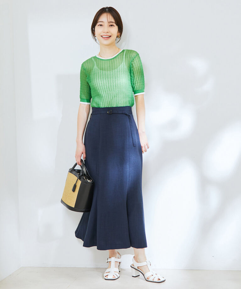VIS「【新色】【接触冷感・洗える】美easy細ベルトマーメイドスカート」|スカート|