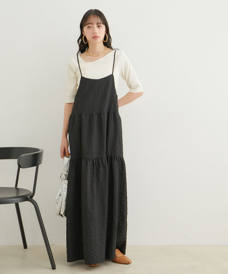 VIS「【前後2WAY】テレコアシンメトリーネック5分袖プルオーバー【洗える】」|Tシャツ・カットソー|