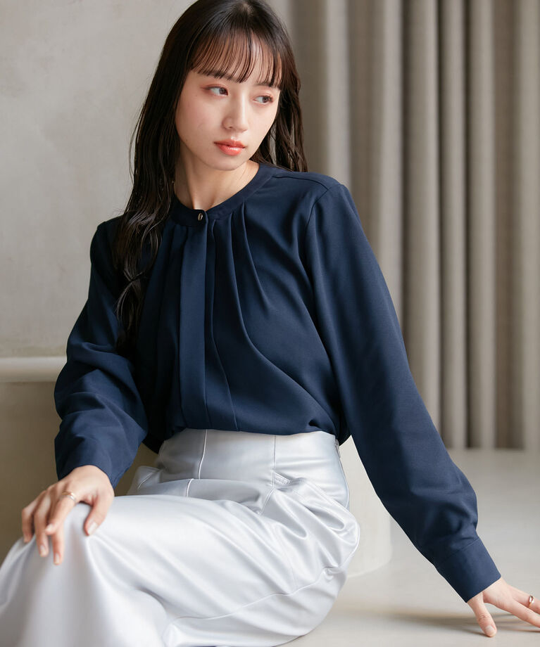 VIS「【防シワ・洗える】2WAYフロントタック長袖ブラウス」|シャツ・ブラウス|