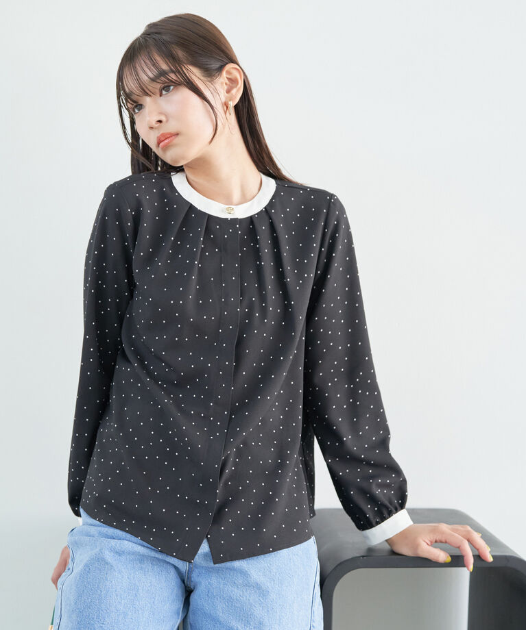 VIS「【洗える】【2WAY】リボン取り外しフロントタックブラウス」|シャツ・ブラウス|