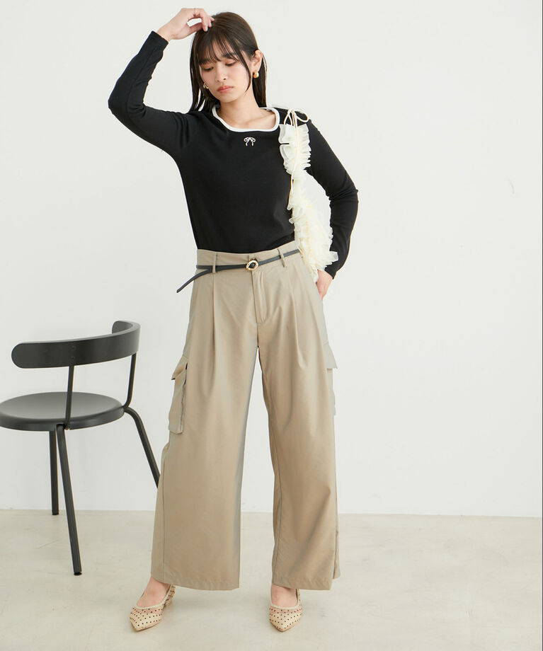 VIS「【WEB限定】リボンモチーフ配色長袖プルオーバー」|Tシャツ・カットソー|