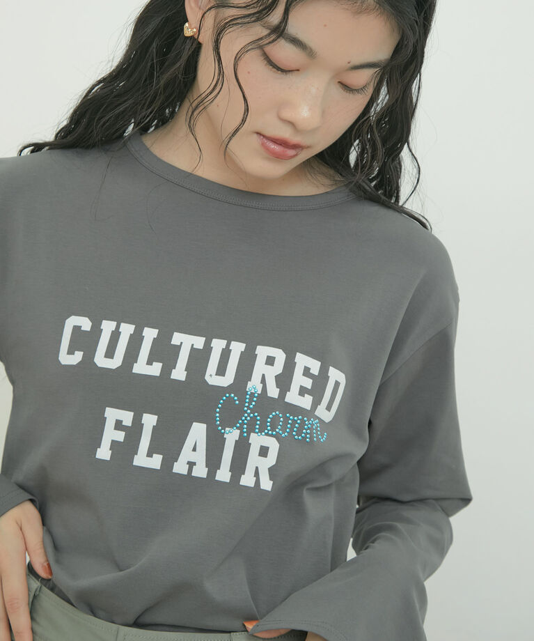 VIS「スタッズ×ロゴデザインロングTシャツ」|Tシャツ・カットソー|