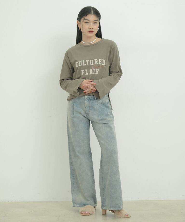 VIS「スタッズ×ロゴデザインロングTシャツ」|Tシャツ・カットソー|