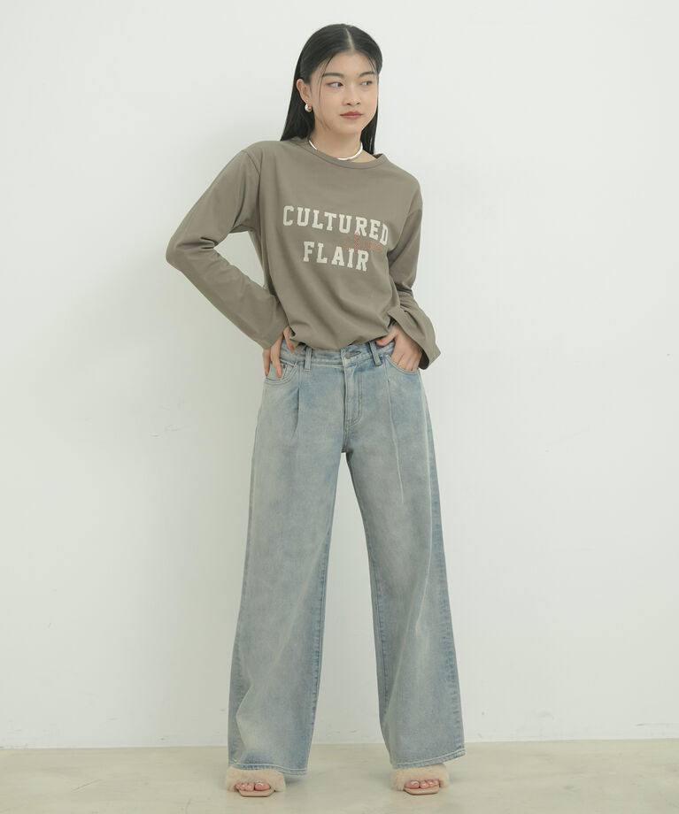 VIS「スタッズ×ロゴデザインロングTシャツ」|Tシャツ・カットソー|