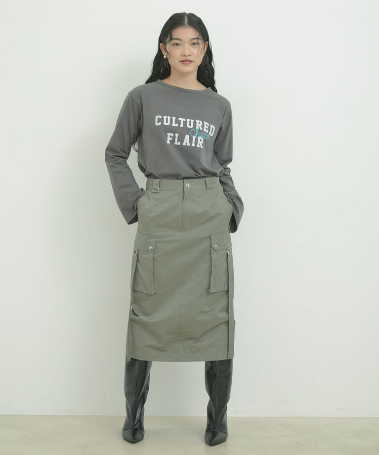 VIS「スタッズ×ロゴデザインロングTシャツ」|Tシャツ・カットソー|