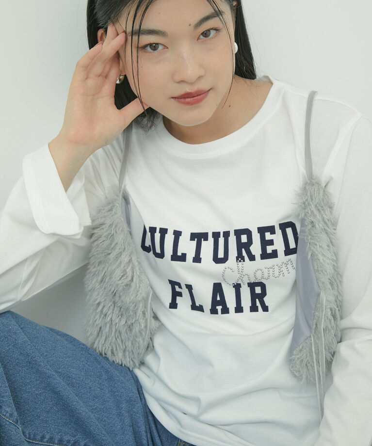 VIS「スタッズ×ロゴデザインロングTシャツ」|Tシャツ・カットソー|