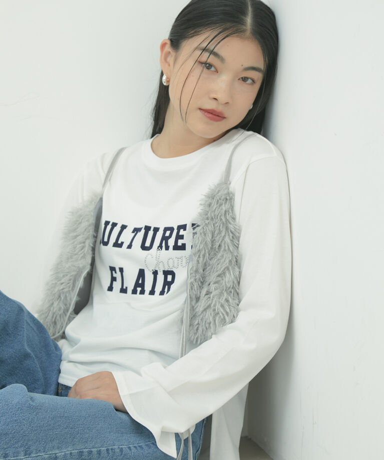 VIS「スタッズ×ロゴデザインロングTシャツ」|Tシャツ・カットソー|