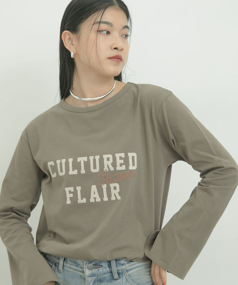 VIS「スタッズ×ロゴデザインロングTシャツ」|Tシャツ・カットソー|