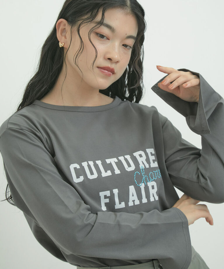 VIS「スタッズ×ロゴデザインロングTシャツ」|Tシャツ・カットソー|