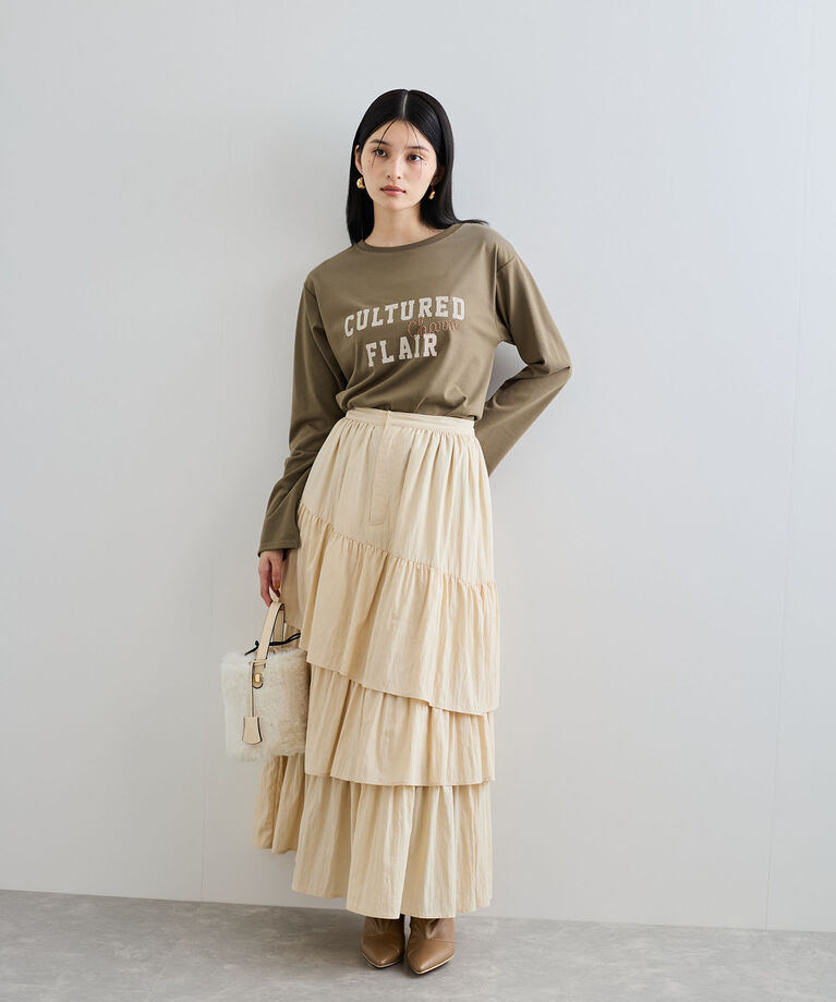 VIS「スタッズ×ロゴデザインロングTシャツ」|Tシャツ・カットソー|