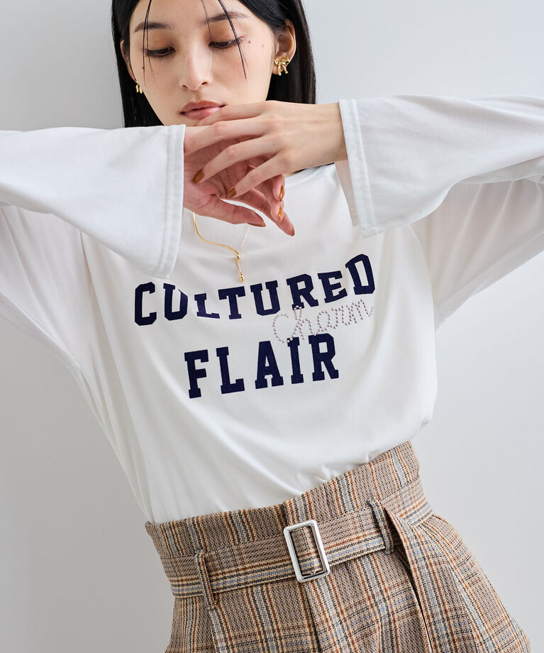 VIS「スタッズ×ロゴデザインロングTシャツ」|Tシャツ・カットソー|
