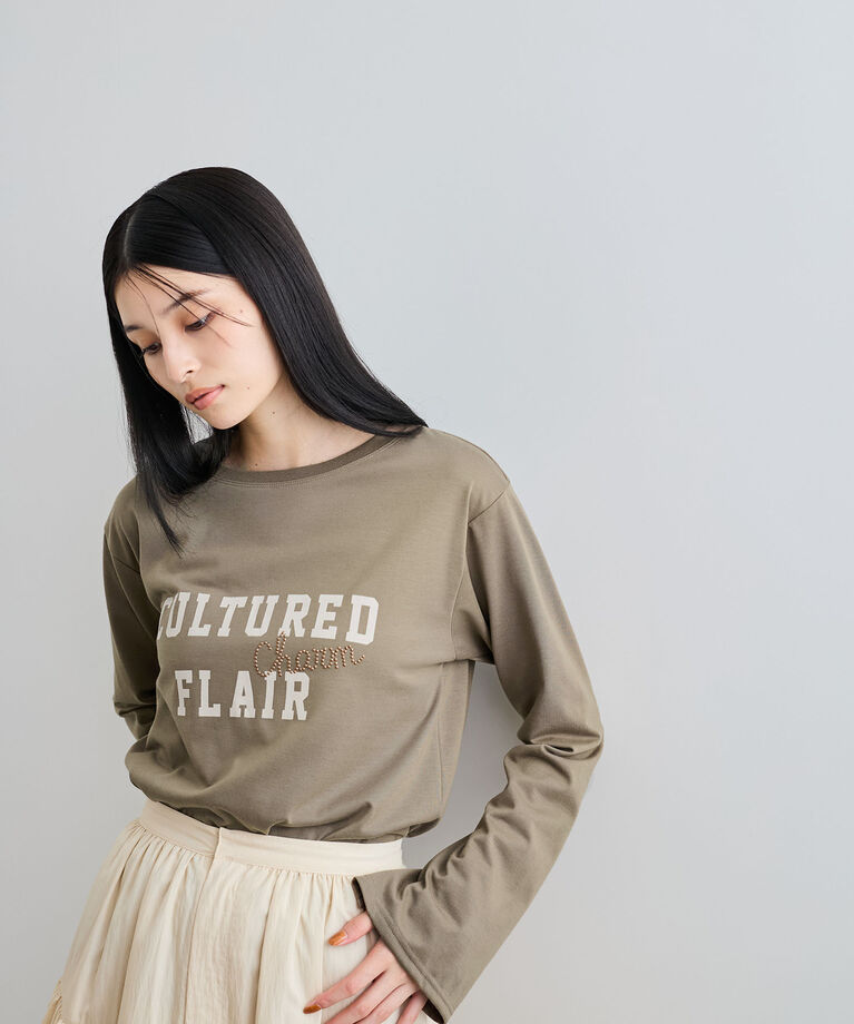 VIS「スタッズ×ロゴデザインロングTシャツ」|Tシャツ・カットソー|