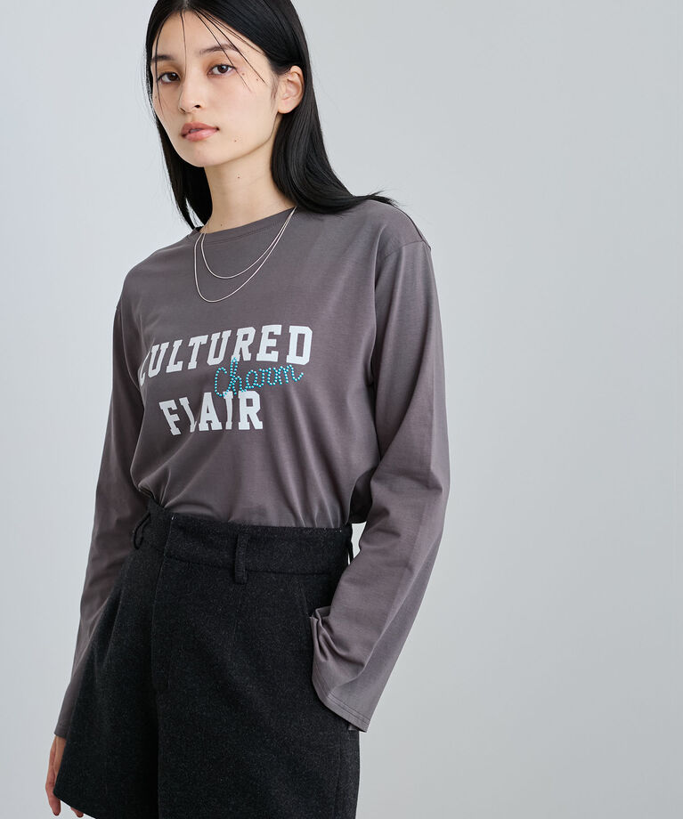 VIS「スタッズ×ロゴデザインロングTシャツ」|Tシャツ・カットソー|
