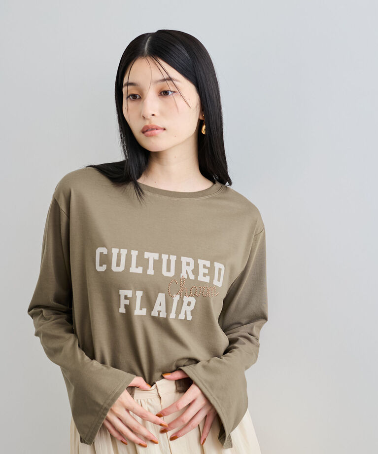 VIS「スタッズ×ロゴデザインロングTシャツ」|Tシャツ・カットソー|ブラウン系(23)