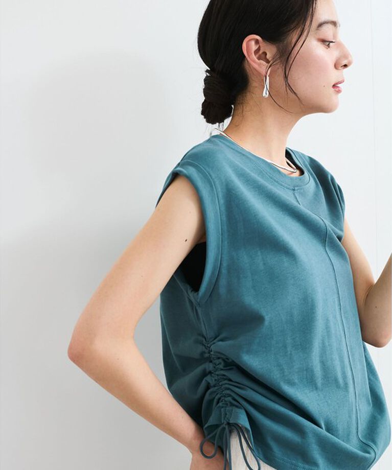 VIS「【WEB限定】サイドドロストシャーリングカットソー」|Tシャツ・カットソー|