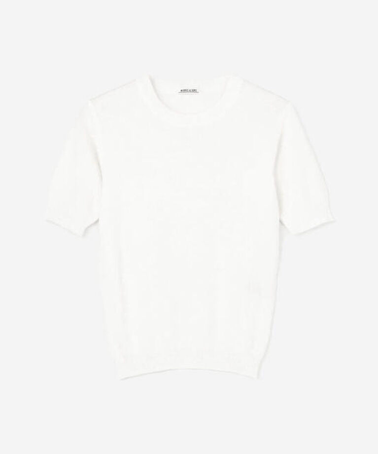 Morris & Sons「MORRIS & SONS | コットン 半袖ニットTシャツ WOMEN」|ニット・セーター|WHITE
