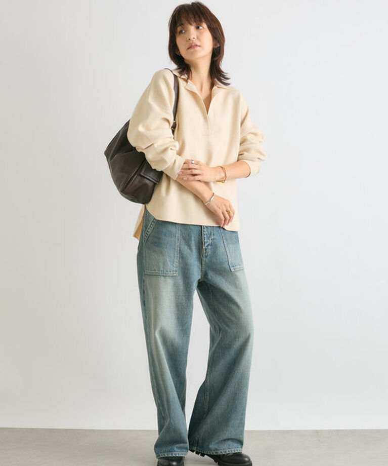  「【ウォッシャブル】スキッパーポロニット」|ニット・セーター|