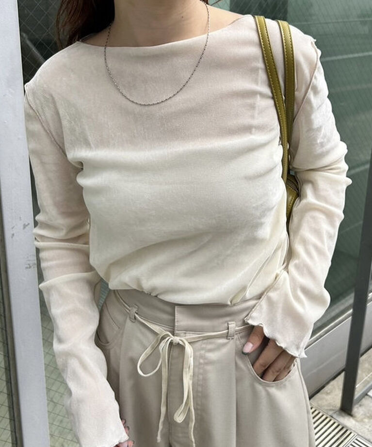  「【一枚でもインナーでも◎/4色展開】ベロアメローTOPS」|Tシャツ・カットソー|
