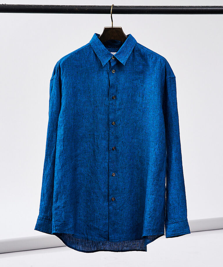 ABAHOUSE「【LUXE Linen Solaro】長袖 リネンシャツ」|シャツ・ブラウス|ブルー