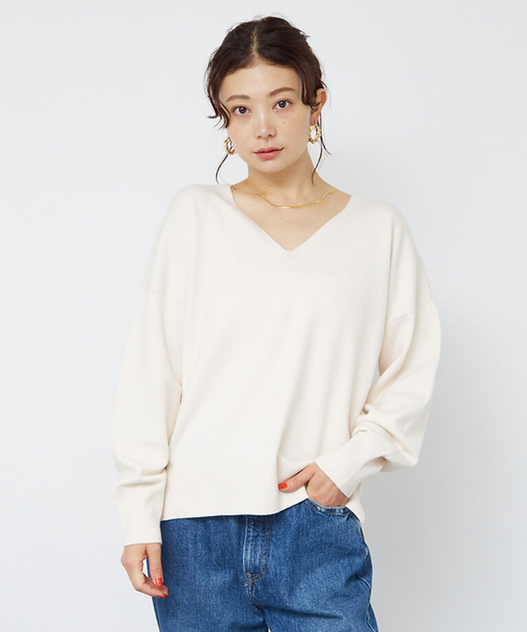 Rouge vif「Vネックドロップスリーブハイゲージニット」|ニット・セーター|