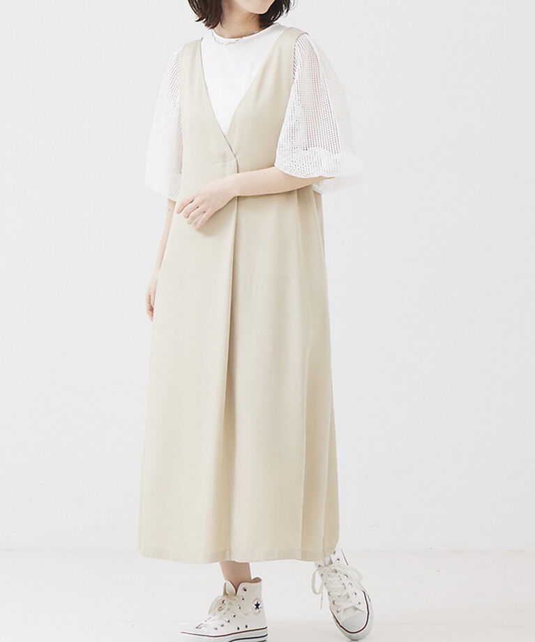 abahouse mavie「メッシュボリューム5分袖コンビプルオーバー」|Tシャツ・カットソー|