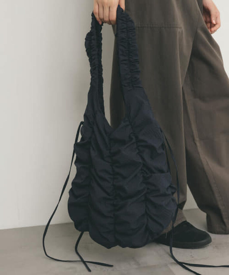  「【予約】KBF チェックリボンギャザーBAG」|ショルダー・メッセンジャー|NAVY