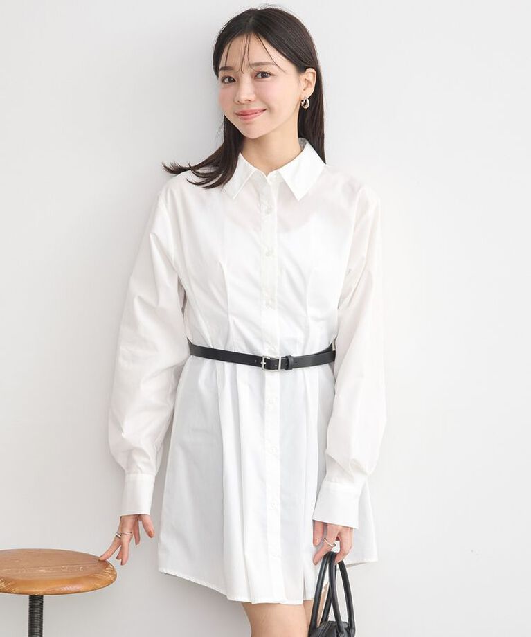 earth music&ecology「ウエストタックシャツミニワンピース」|ワンピース|Off White