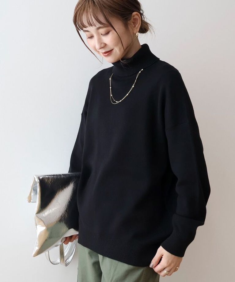 AMERICAN HOLIC「ブラッシュヤーンタートルネックニットプルオーバー」|ニット・セーター|Black