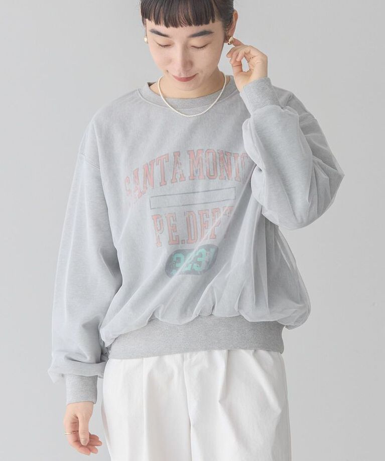 AMERICAN HOLIC「ロゴ入りチュールレイヤードスウェット」|スウェット・ジャージ|Light Gray Mixture