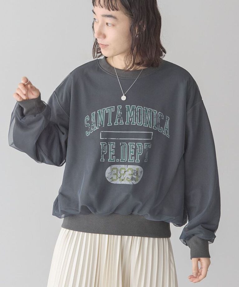 AMERICAN HOLIC「ロゴ入りチュールレイヤードスウェット」|スウェット・ジャージ|