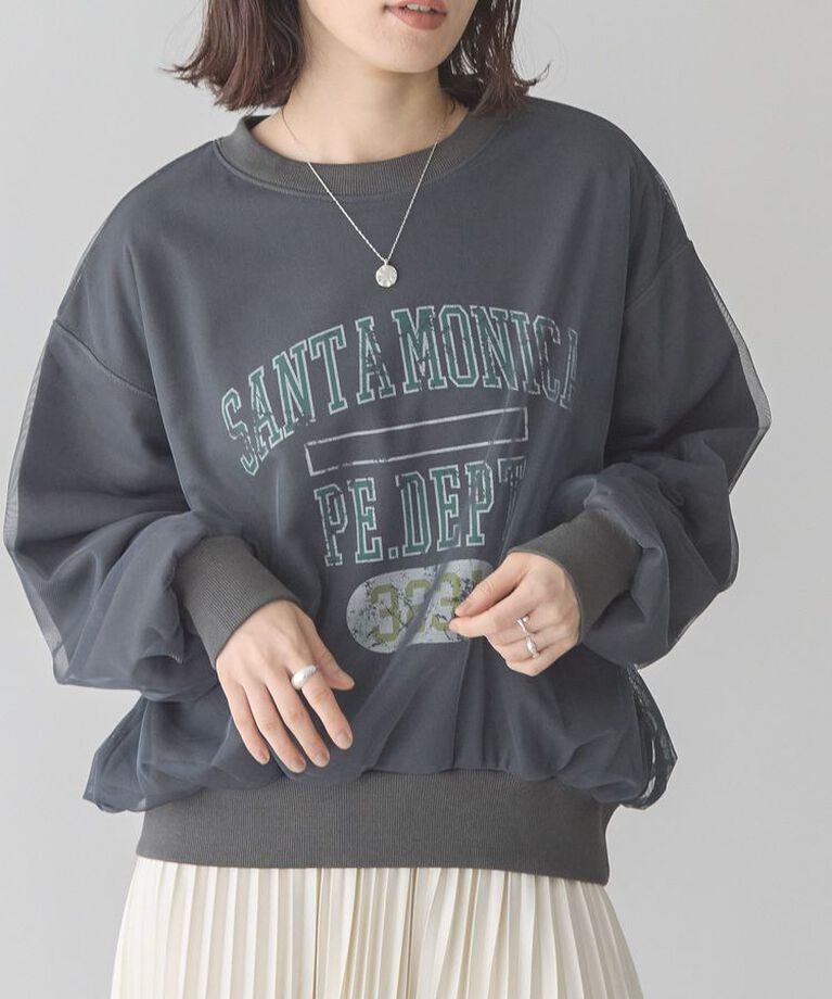 AMERICAN HOLIC「ロゴ入りチュールレイヤードスウェット」|スウェット・ジャージ|