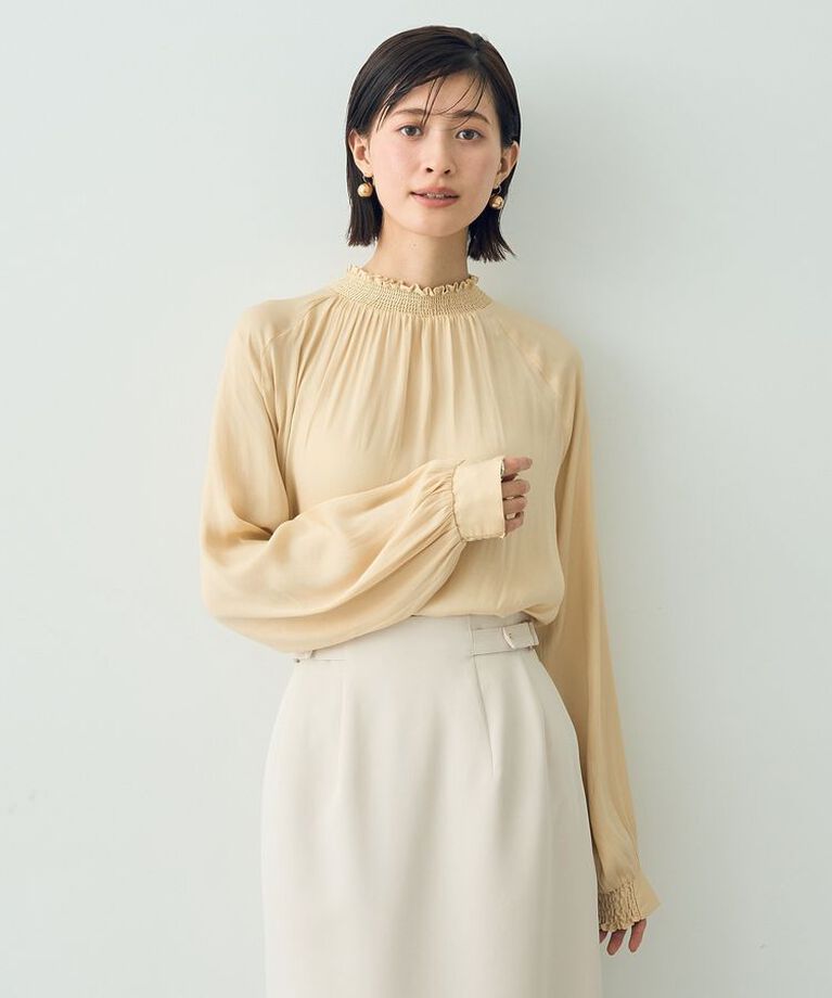 YECCA VECCA「シャーリングネックブラウス」|シャツ・ブラウス|