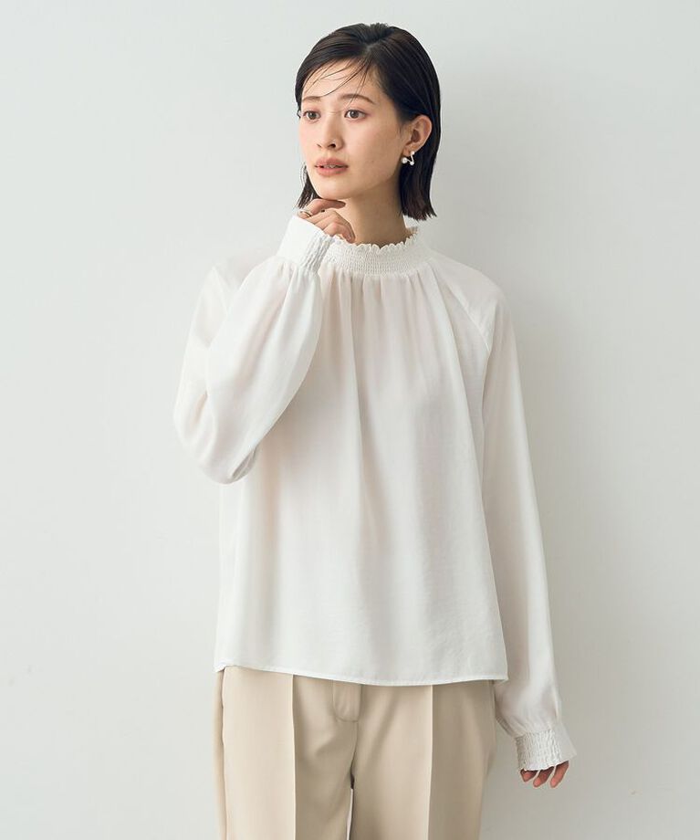 YECCA VECCA「シャーリングネックブラウス」|シャツ・ブラウス|