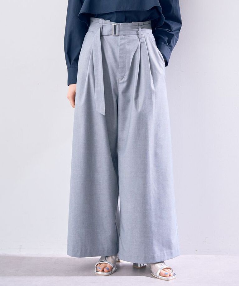YECCA VECCA「ハイウエストベルトデザインタックワイドパンツ」|その他|Gray