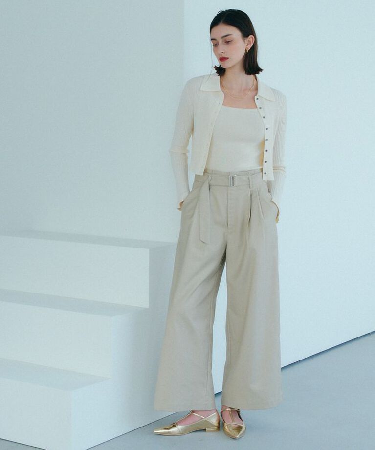 YECCA VECCA「ハイウエストベルトデザインタックワイドパンツ」|その他|