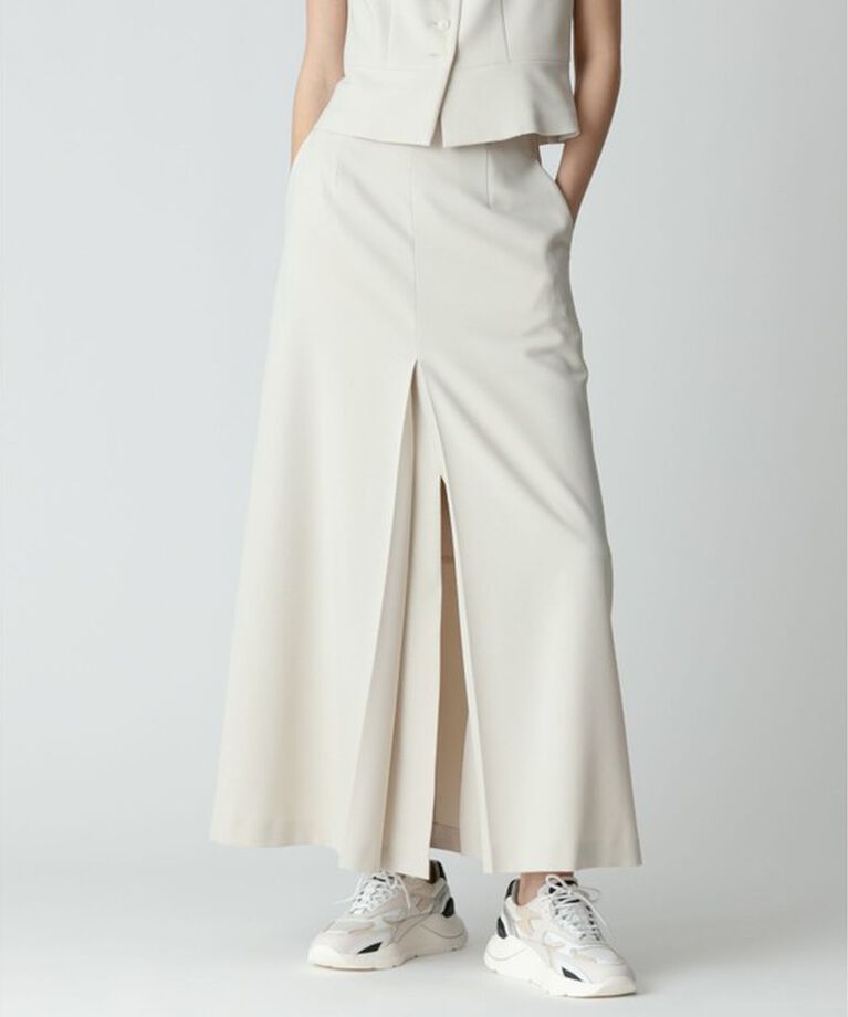 allureville「【セットアップ対応可能】ギャバダブルスリットスカート」|スカート|ベージュ