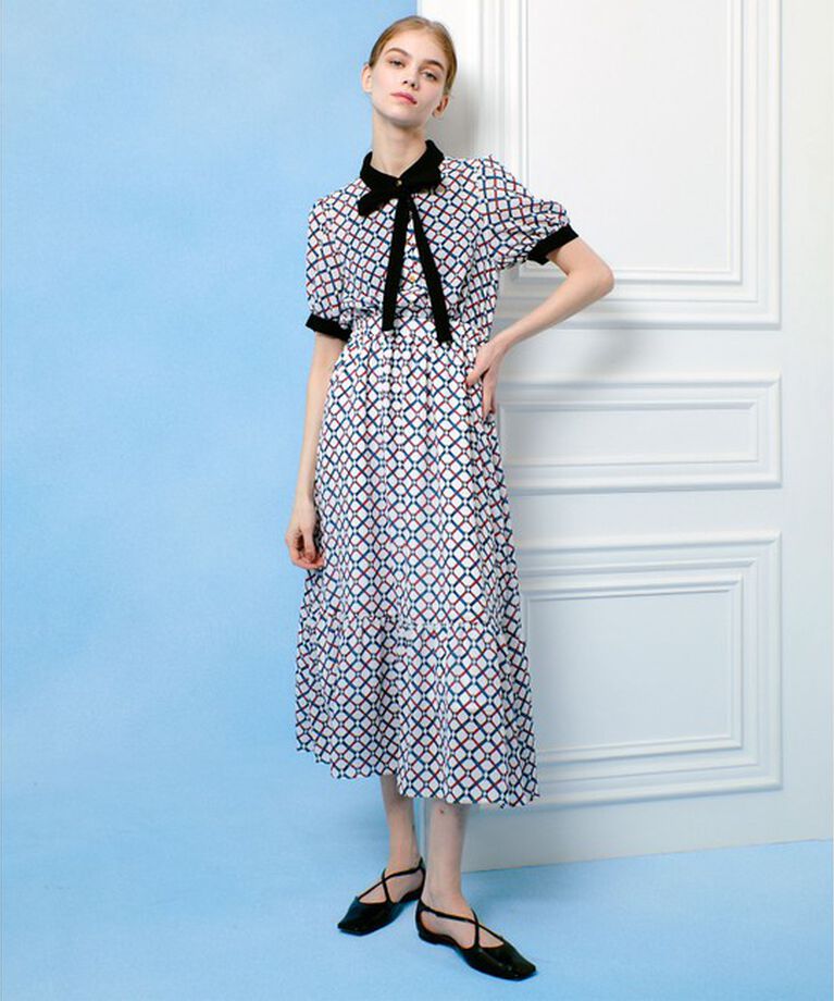 LOULOU WILLOUGHBY「【LOULOU WILLOUGHBY】ロープリングプリントワンピース」|ワンピース|ホワイト系