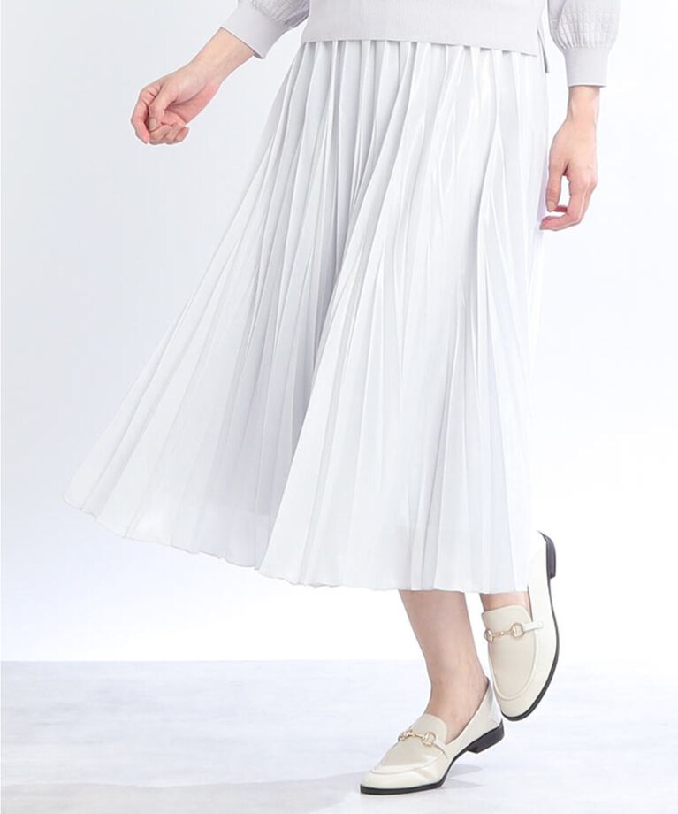 Reflect「【SALE/洗える】シャイニーカラープリーツスカート」|スカート|シルバー(106)