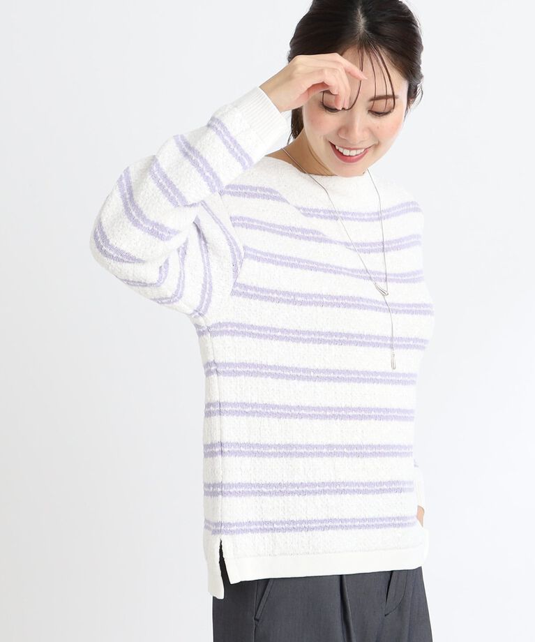 Reflect「【春SALE】ボートネックボーダーニット」|ニット・セーター|