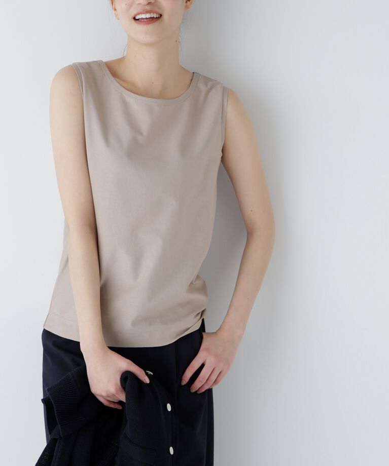  「◆麻混タンクトップ」|Tシャツ・カットソー|ベージュ