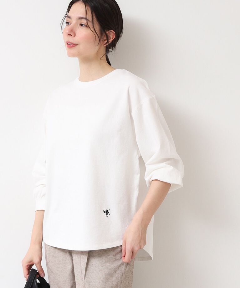 Dessin「【360度可愛い・洗える】バックヘンリーカットソー（9分袖/XS~L）」|Tシャツ・カットソー|ホワイト(002)