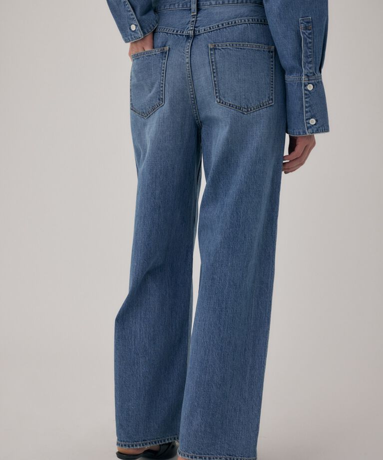MOUSSY「オーガニックコットンデニムローライズルーズストレート」|デニム|