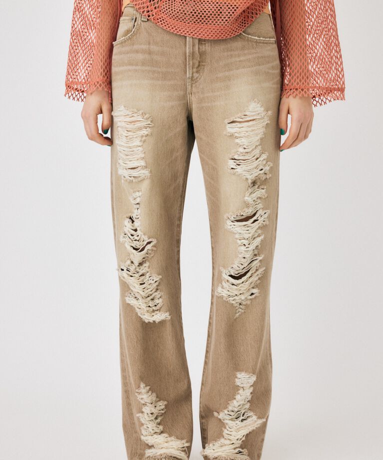 MOUSSY「HIGH DAMAGED STRAIGHT」|デニム|