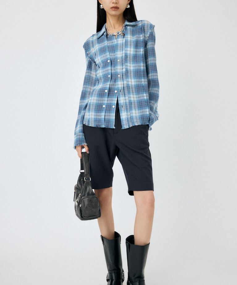 MOUSSY「DOUBLE FRONT TARTAN シャツ」|シャツ・ブラウス|