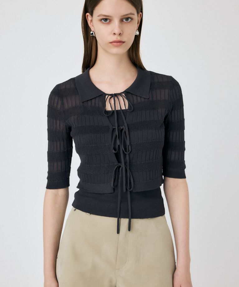 MOUSSY「KNIT CAMI & RIBBON シャツセット」|ニット・セーター|