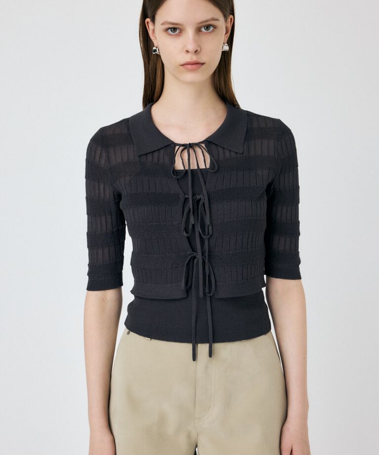 MOUSSY「KNIT CAMI & RIBBON シャツセット」|ニット・セーター|