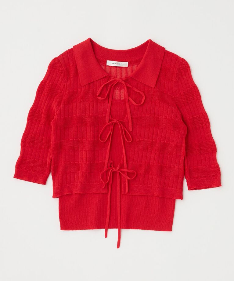 MOUSSY「KNIT CAMI & RIBBON シャツセット」|ニット・セーター|
