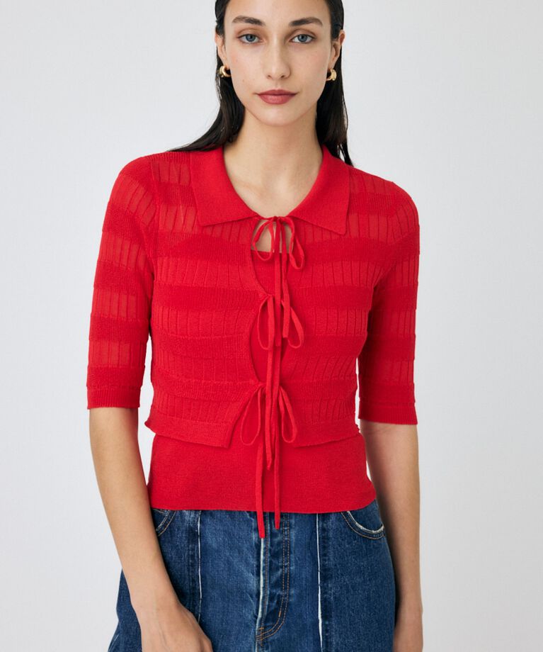 MOUSSY「KNIT CAMI & RIBBON シャツセット」|ニット・セーター|