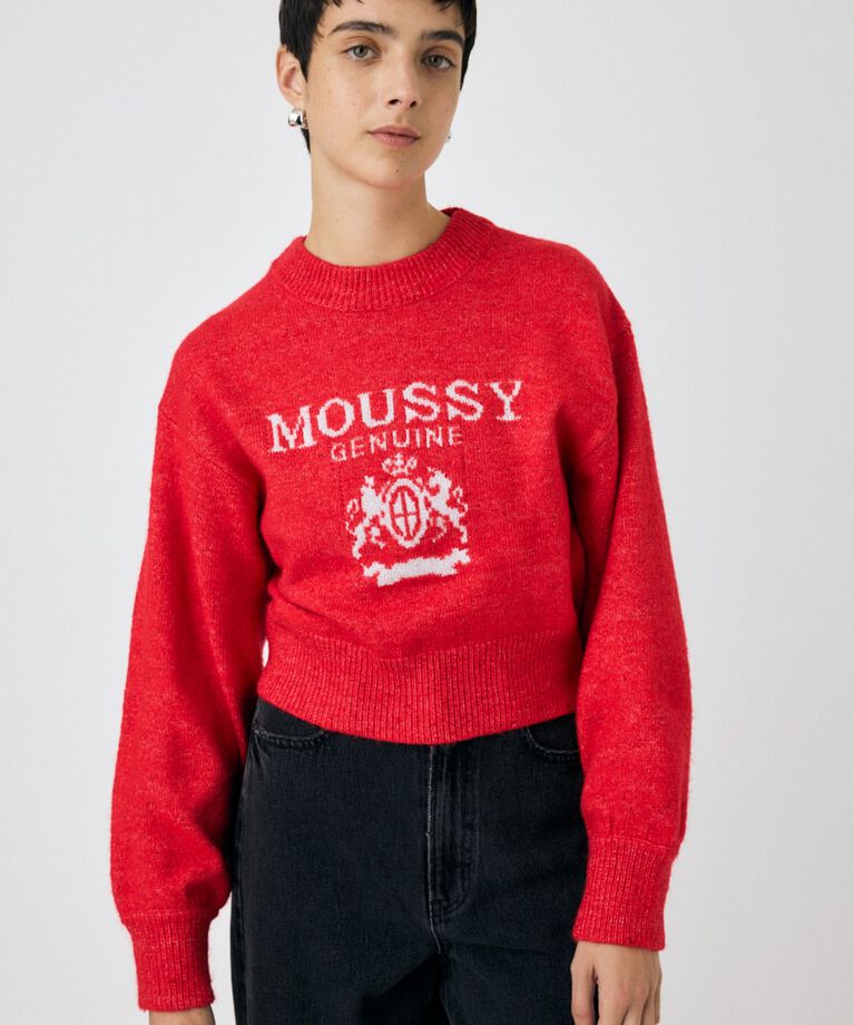 MOUSSY「GLITTER MOUSSY ニットトップス」|ニット・セーター|RED