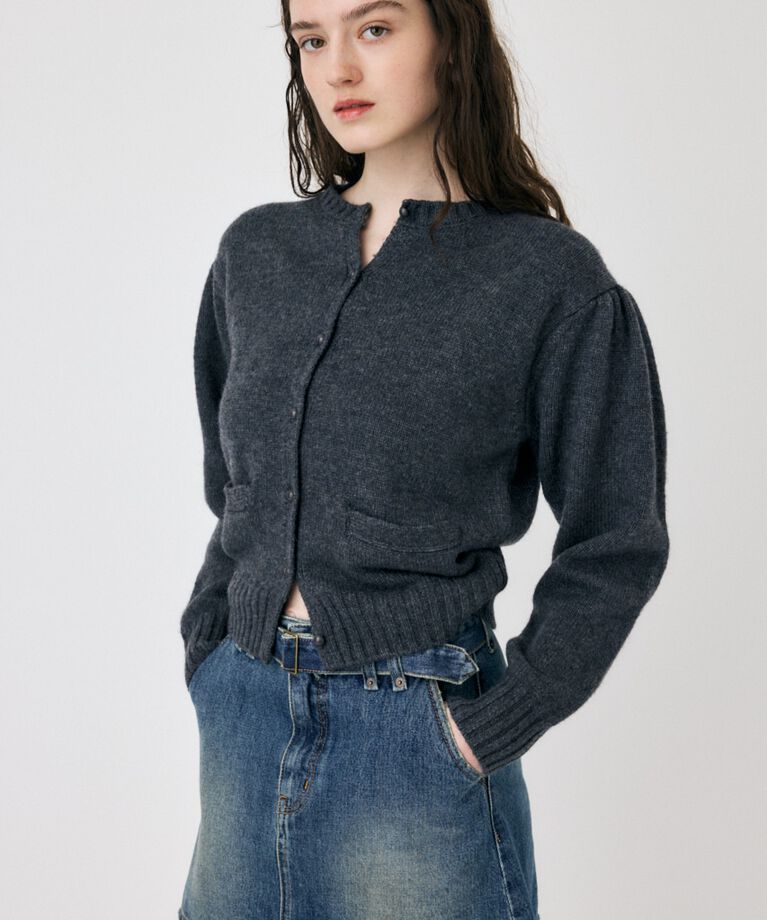 MOUSSY「BUTTON UP ニットカーディガン」|カーディガン|GRY